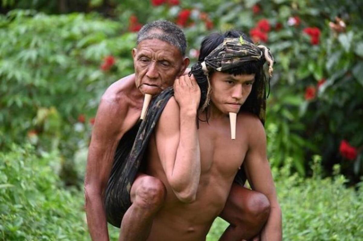 L'immagine simbolo della lotta alla pandemia arriva dall'Amazzonia - Sei ore di cammino nella selva brasiliana con il pap‡ sulle spalle, e altre sei per tornare nel proprio villaggio: Ë l'impresa attribuita a Tawy ZoÈ, un giovane indigeno, per permettere al proprio genitore di vaccinarsi con la prima dose contro il Co