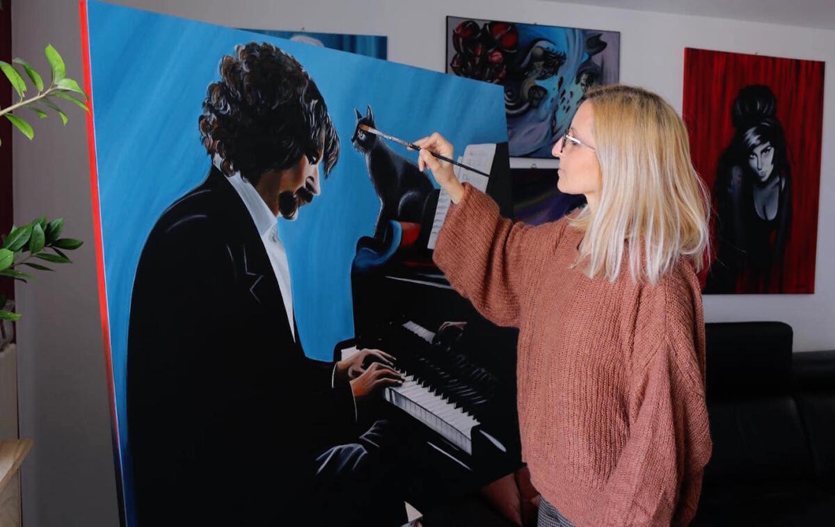 Vittoria Lonetti omaggia con una sua opera Sergio Cammariere - 