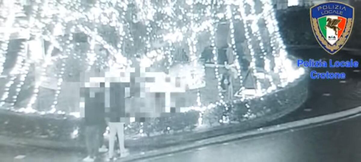 Crotone, ripresi dalle telecamere i responsabili della manomissione dell'albero natalizio - 