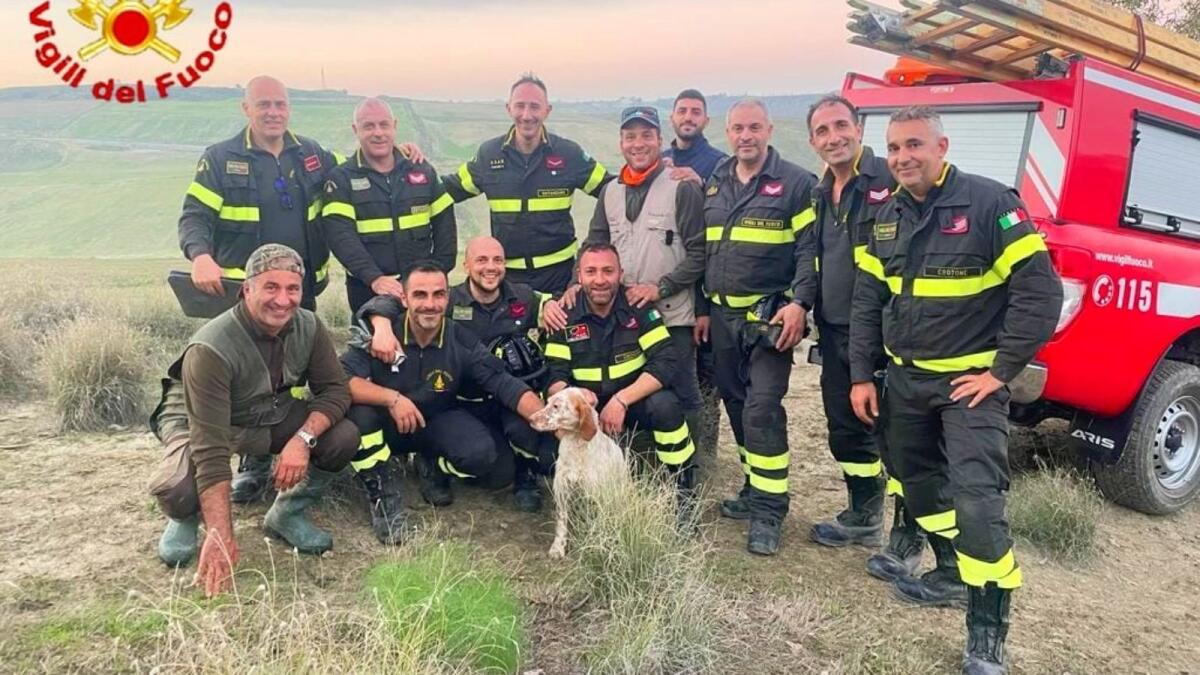 (VIDEO) - Cane cade in un fosso profondo di quindici metri, salvato dai VdF - 