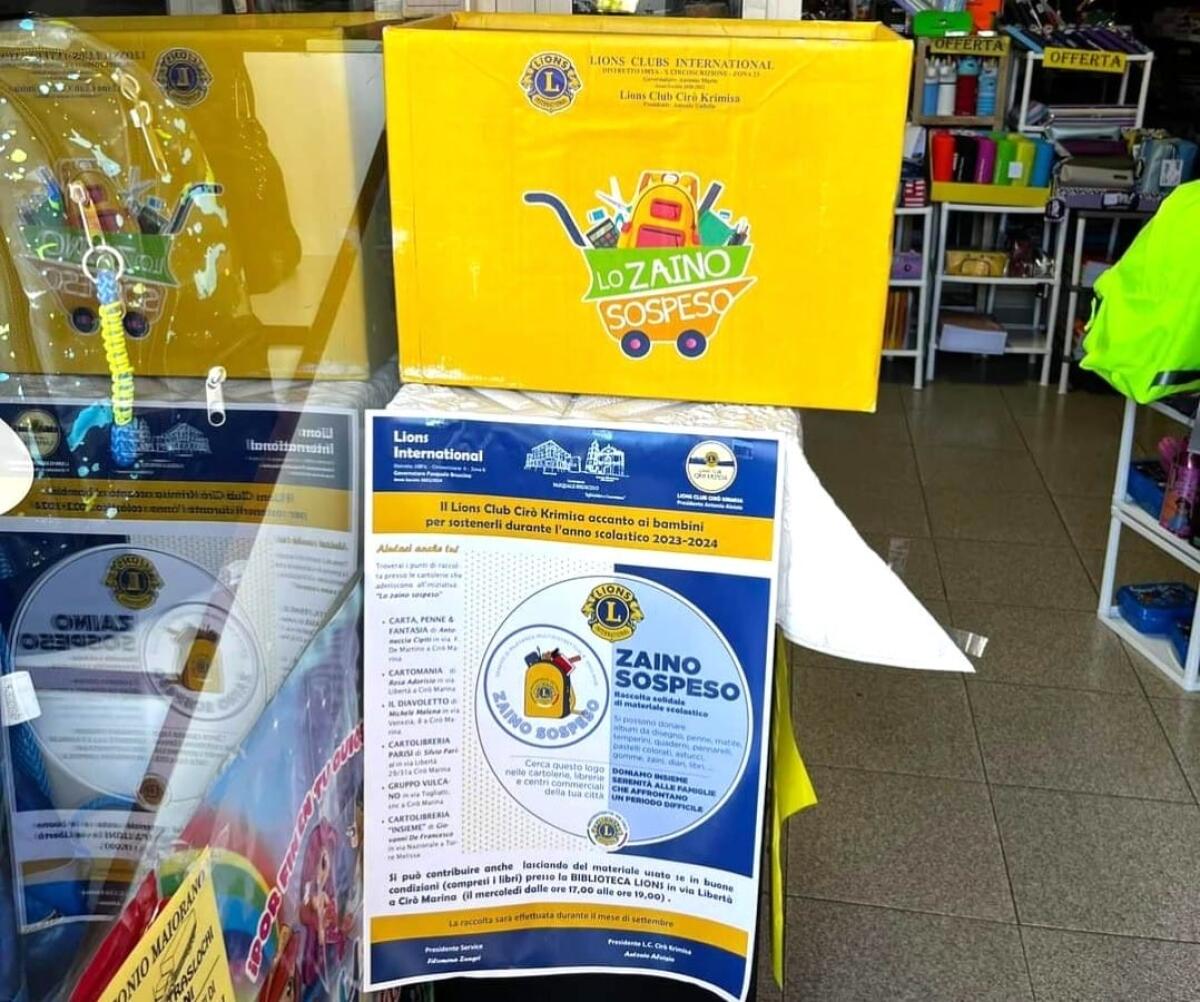 Ritorna lo “Zaino Sospeso” del Lion Club Cirò Krimisa - 