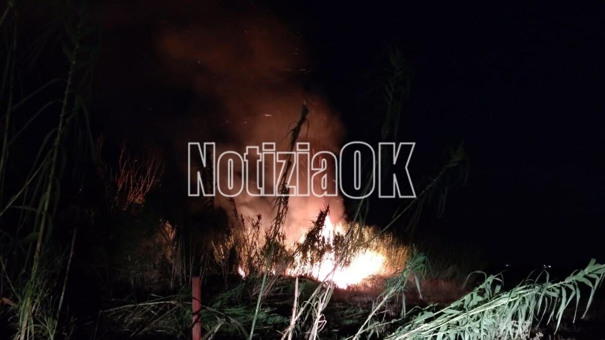(Video) Isola di Capo Rizzuto, fuoco nelle campagne lungo la S.S. 106 - 