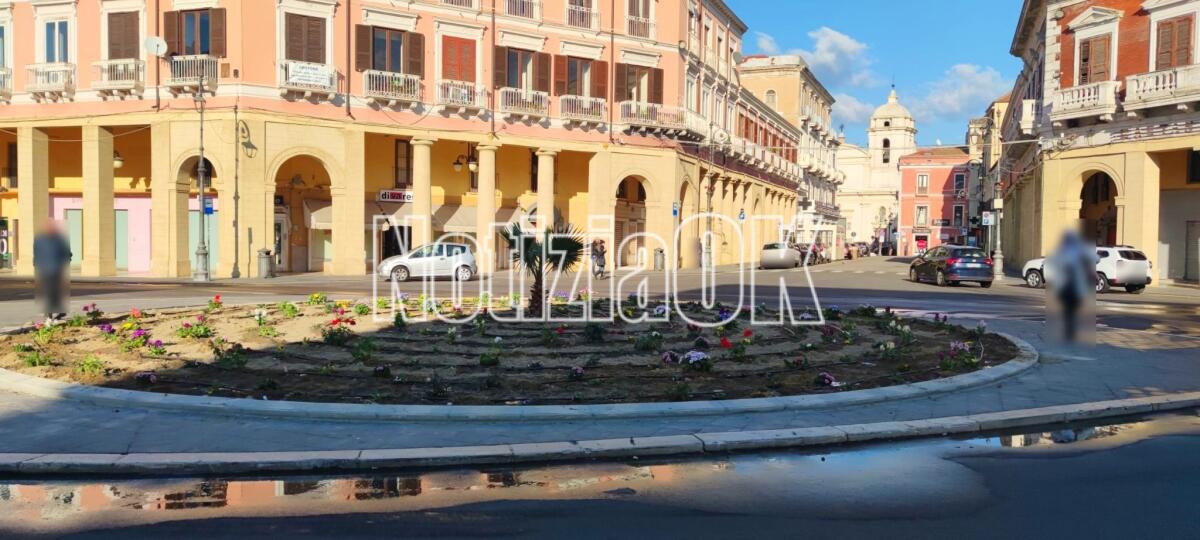 Crotone - Piazza Pitagora, in attesa del progetto, fiorisce (FOTO) - 