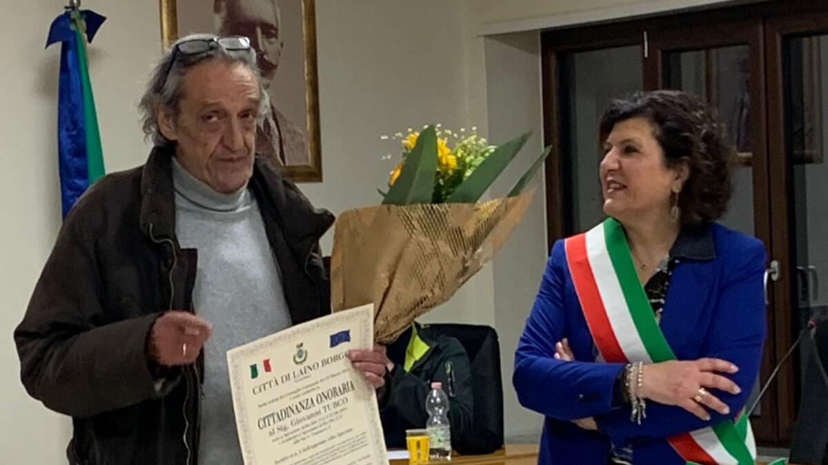 Laino Borgo - Cittadinanza Onoraria al direttore della Giudaica, Giovanni Turco - 