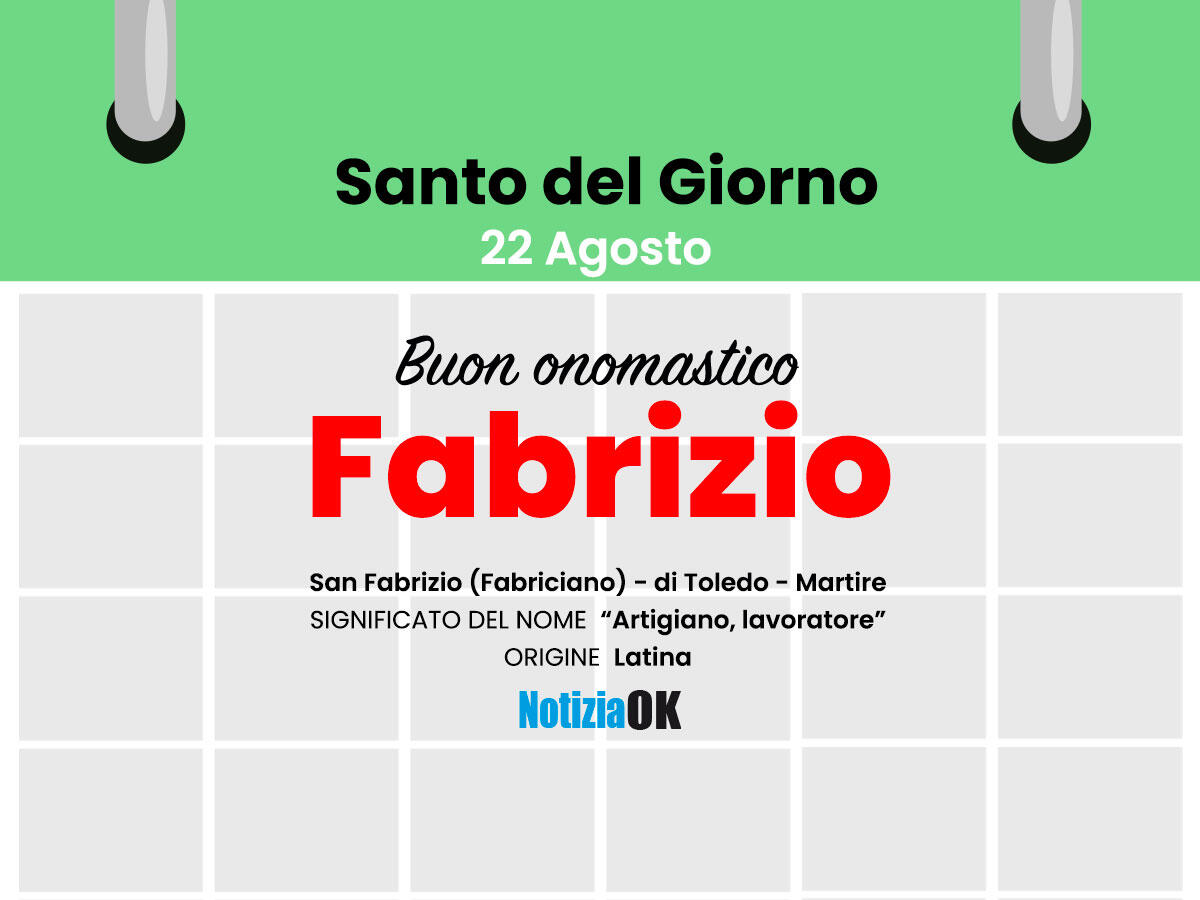 Onomastico: il Santo del giorno è San Fabrizio -