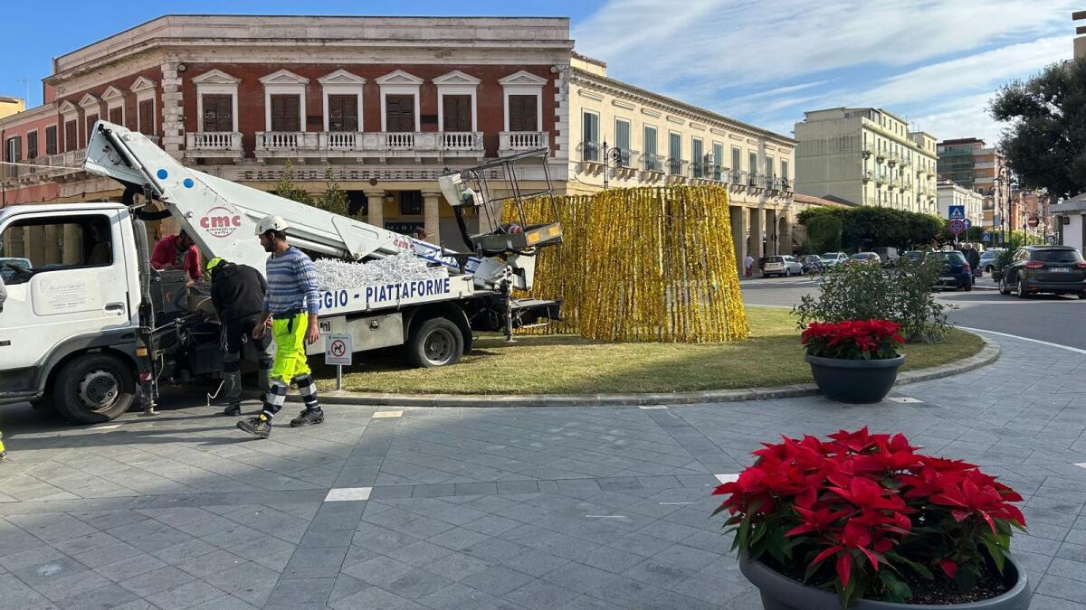 Crotone - Arriva l'albero di Natale in Piazza Pitagora (Foto Gallery) - 