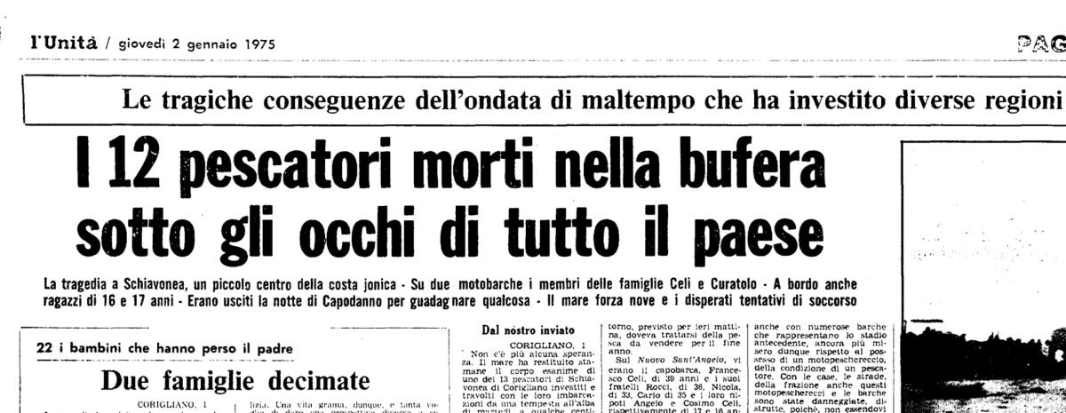 Cassano all'Ionio - Schiavonea ricorda i 12 pescatori morti in mare il 31 dicembre 1974 - 