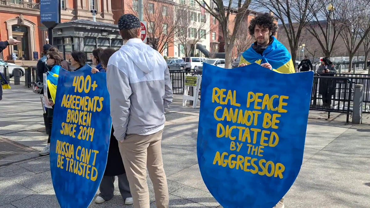 Manifestanti pro Ucraina davanti alla Casa Bianca -