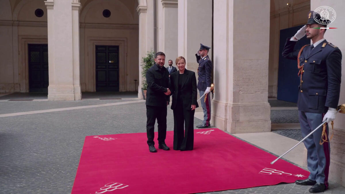 Meloni riceve presidente ucraino Zelensky a Palazzo Chigi -