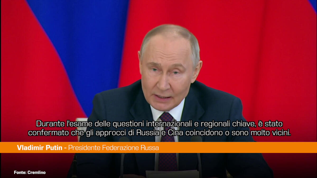 Putin "Russia e Cina vogliono un ordine mondiale più giusto" -