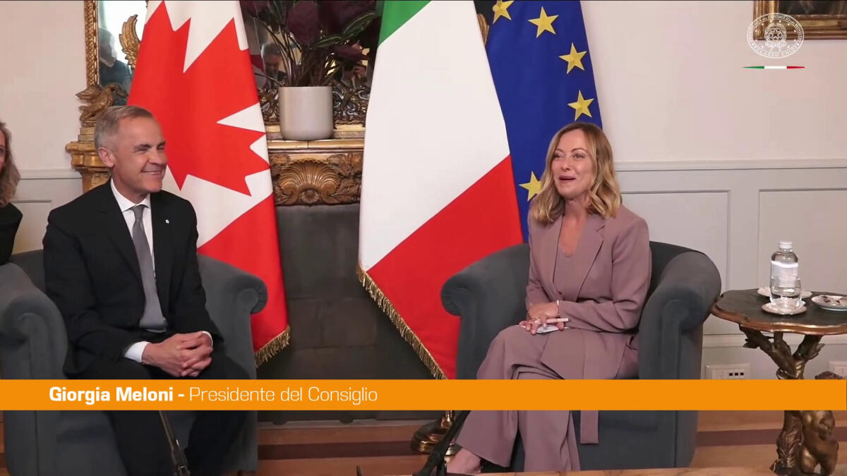 Meloni incontra Carney "Sull'Ucraina condividiamo sforzi per la pace" -