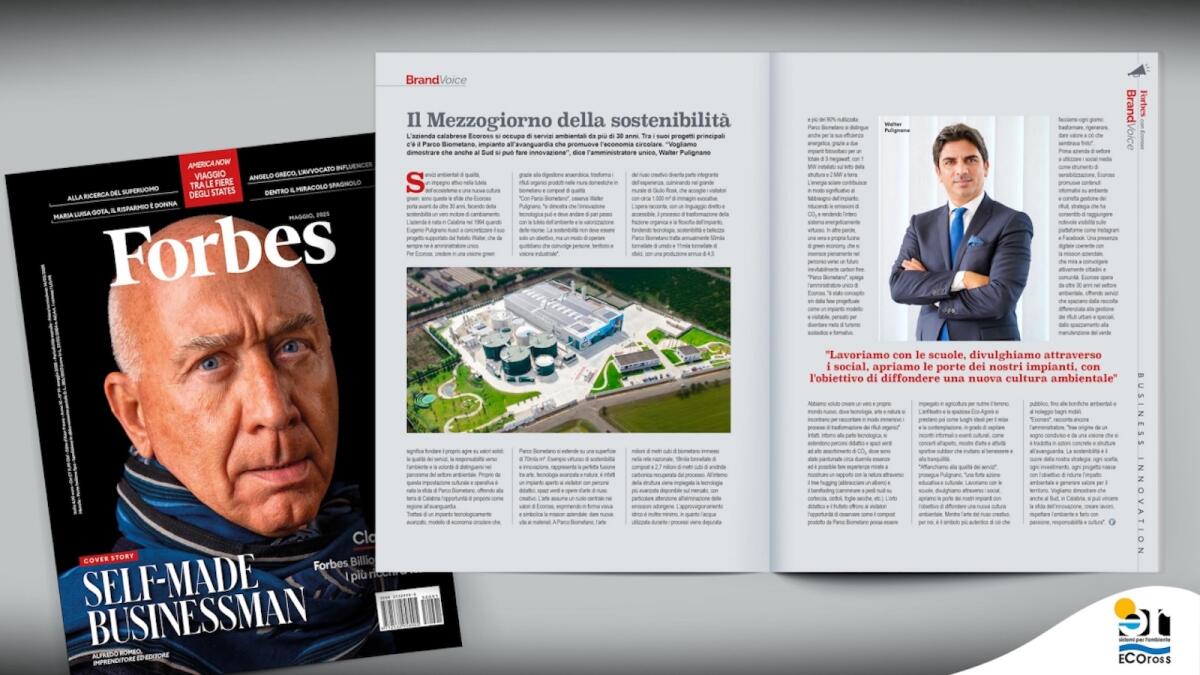 Corigliano-Rossano - Ecoross su forbes: modello virtuoso di economia circolare -