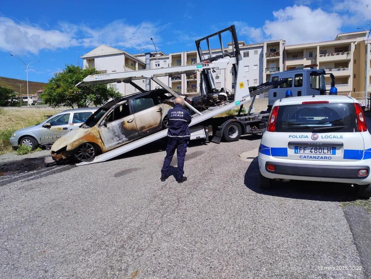 Catanzaro - Auto abbandonate rimosse dalla Polizia Locale tra Aranceto e viale Isonzo: «Si mette a rischio l'ambiente» - 