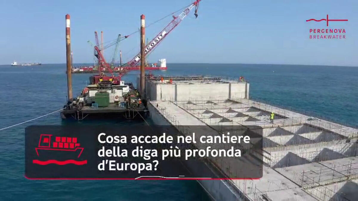 Completata la prima metà delle colonne per la nuova diga di Genova - 