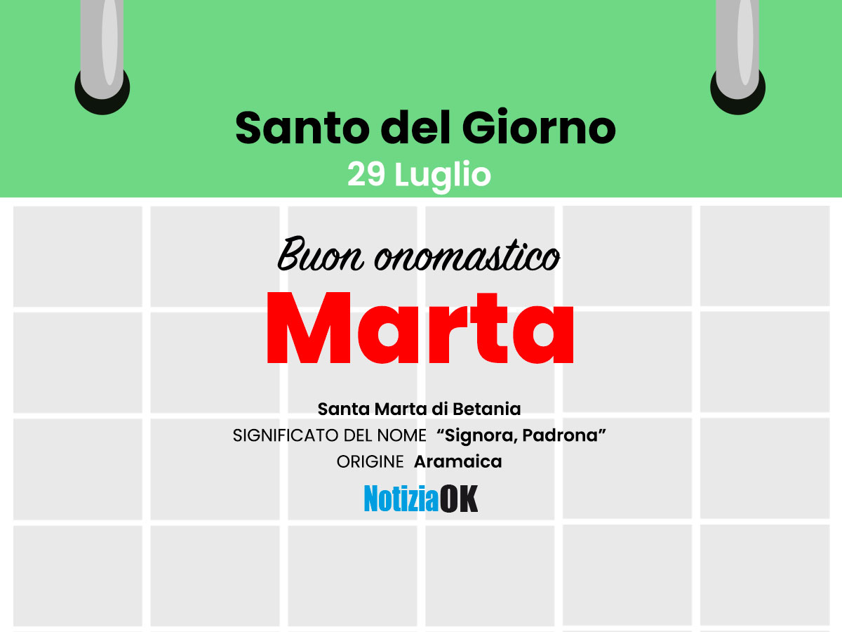 Onomastico: oggi è Santa Marta - 