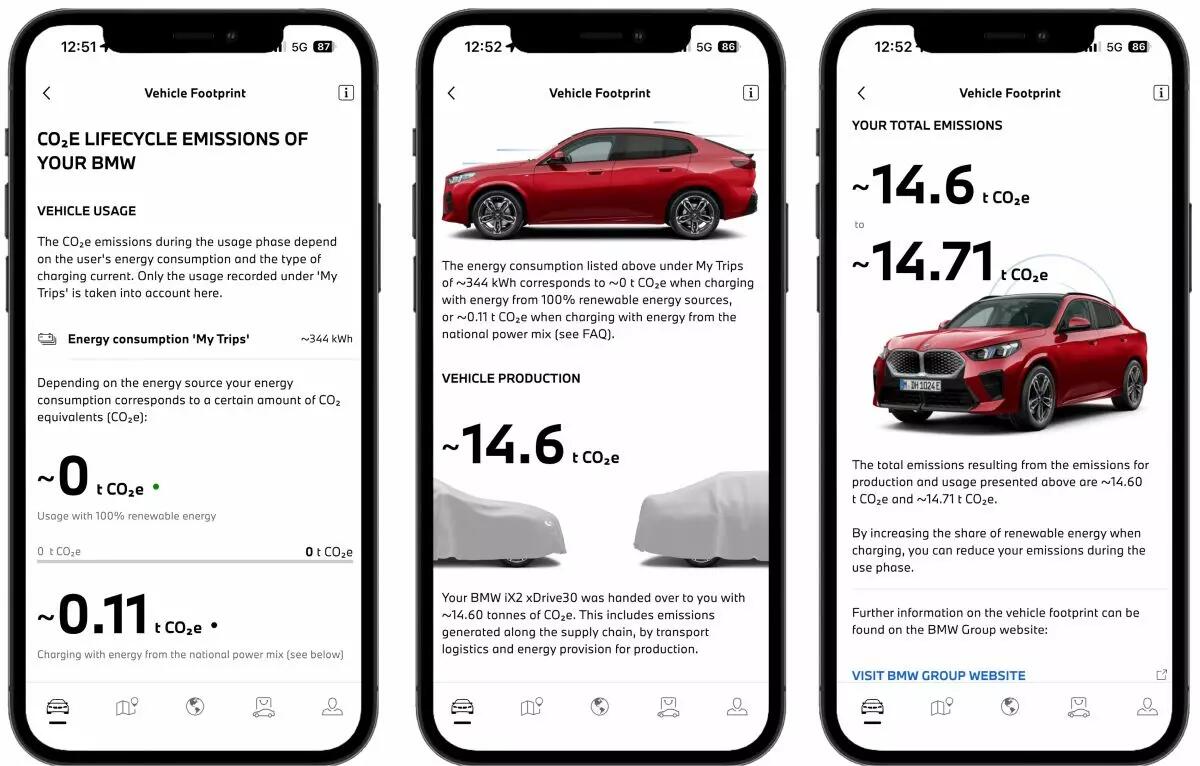 My BMW App mostra impronta di CO2 durante intero ciclo di vita veicolo - 