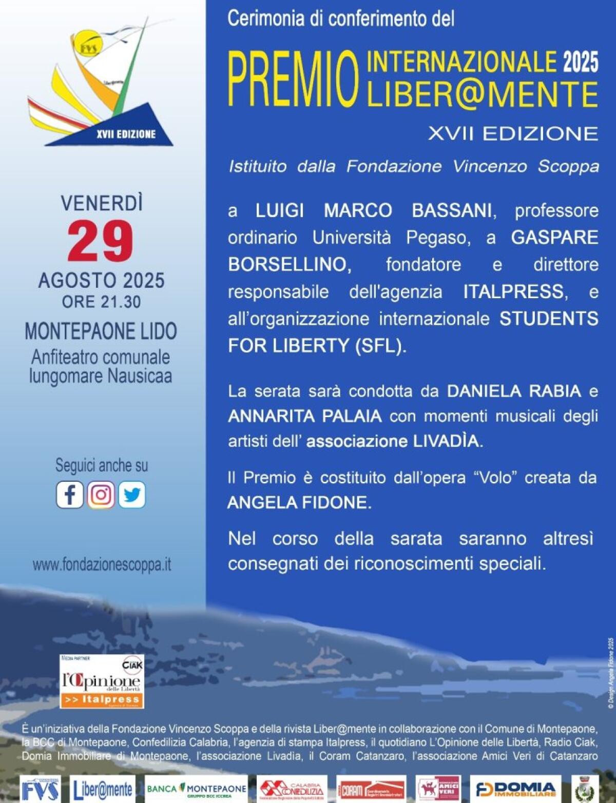 A Luigi Marco Bassani, Gaspare Borsellino e Students For Liberty il premio “Liber@mente” 2025 -