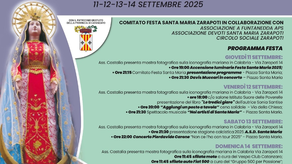 Catanzaro - Al via la Festa di Santa Maria: al via i festeggiamenti  tra musica, cultura e solidarietà - 