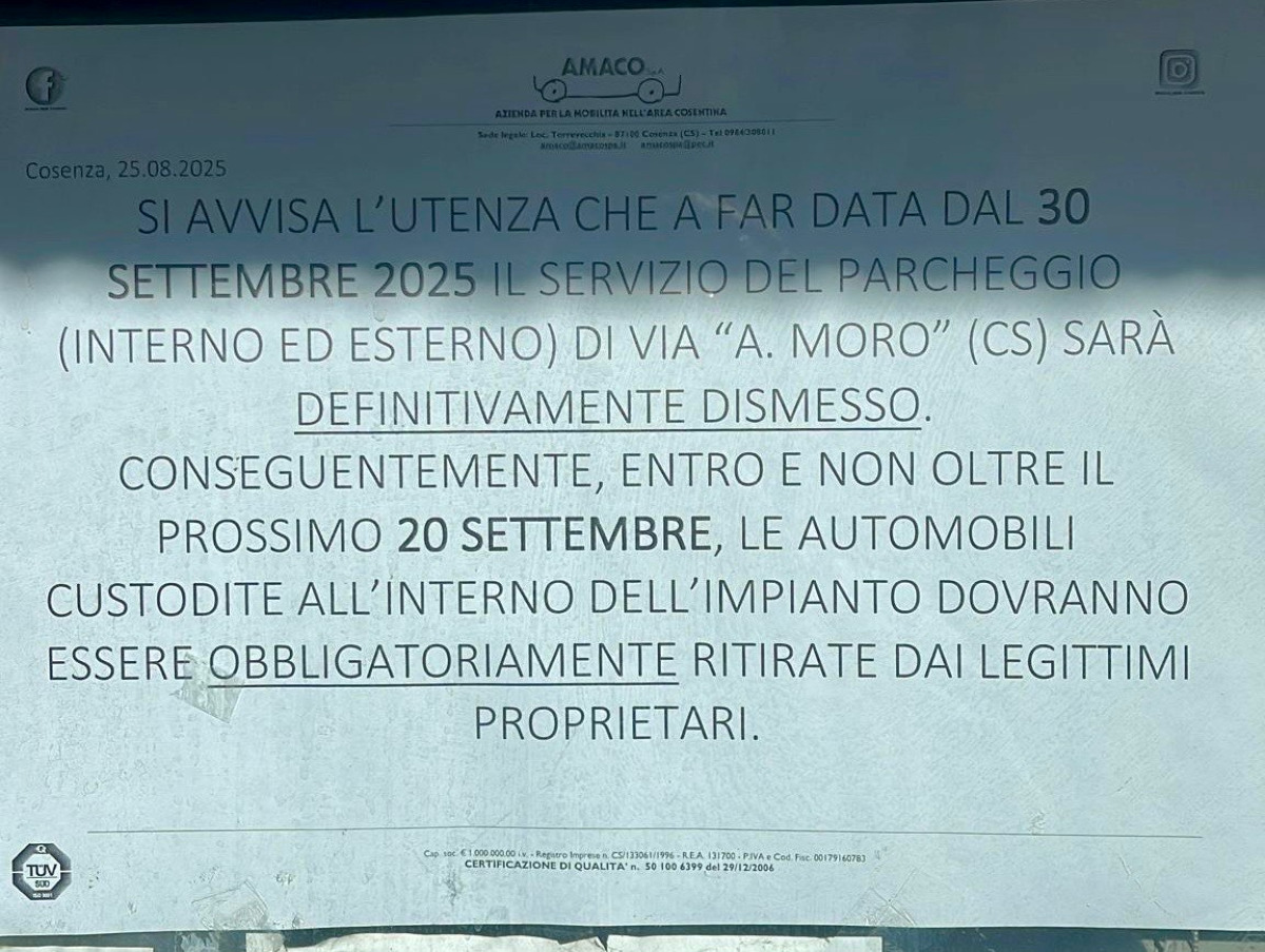 Cosenza - «Sul parcheggio di via Aldo Moro bisogna fare chiarezza» - 