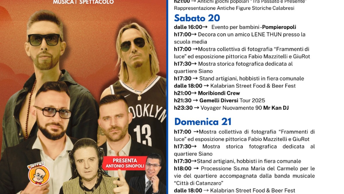 Siano in Festa 2025: tre giorni di musica, tradizione e gusto nella frazione di Catanzaro - 
