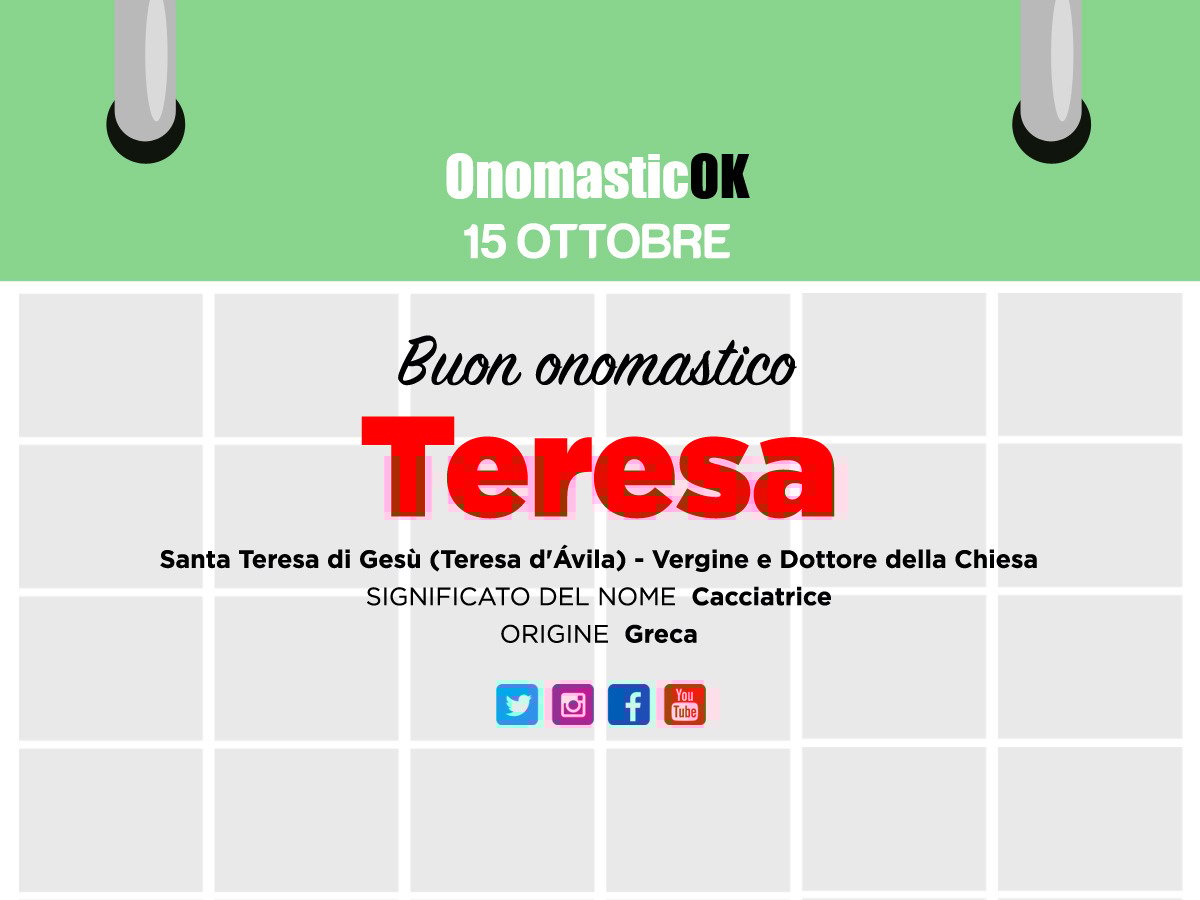 Onomastico: oggi è Santa Teresa d'Avila -