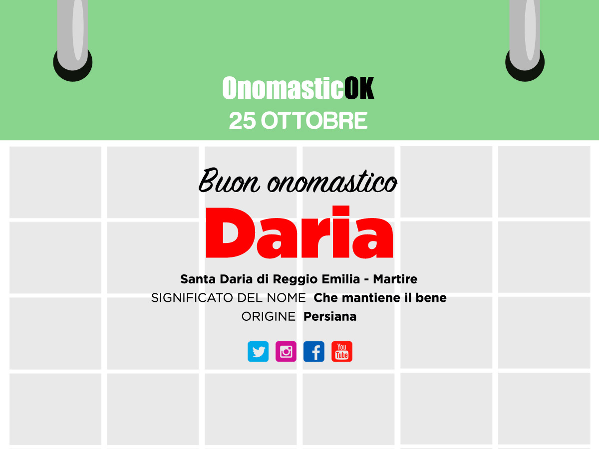 Onomastico: oggi è Santa Daria - 