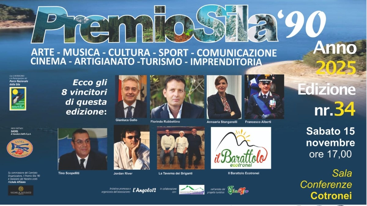 Premio Sila ’90, ecco gli otto vincitori dell’edizione 2025 -