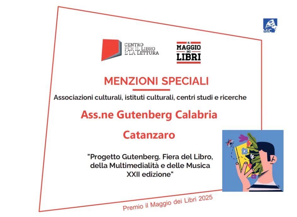 Catanzaro - Gutenberg Calabria premiata con menzione speciale al Maggio dei Libri - 
