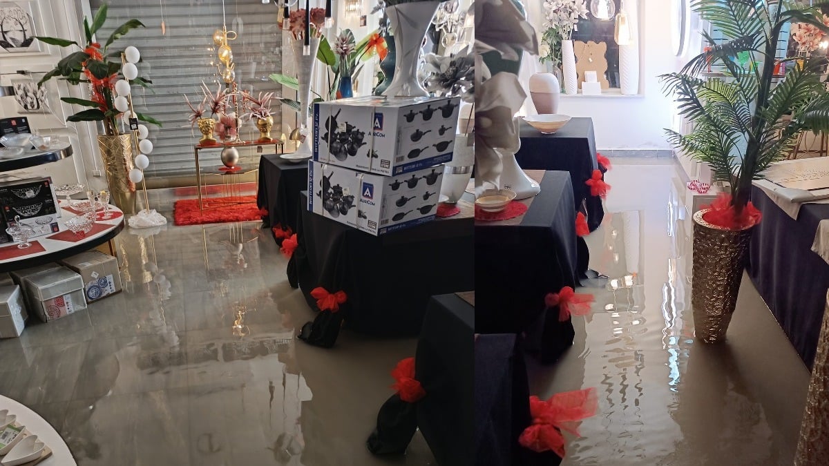 Crotone - L’acqua travolge negozio di addobbi e regali, l’incubo del 2021 si ripete - 