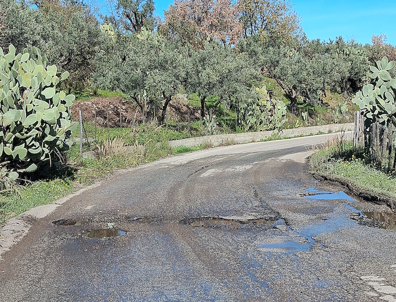Mesoraca, la Strada provinciale 40 sempre più pericolosa dopo il maltempo - Foto: Segnalazione