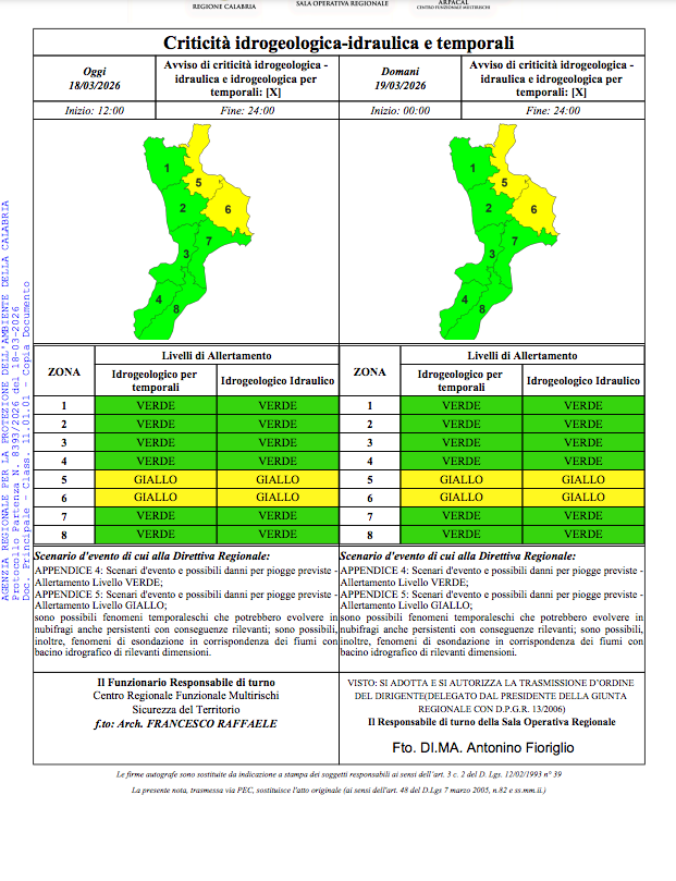Allerta Meteo - Protezione Civile della Calabria - (Protezione Civile della Calabria - 18.02.2026)