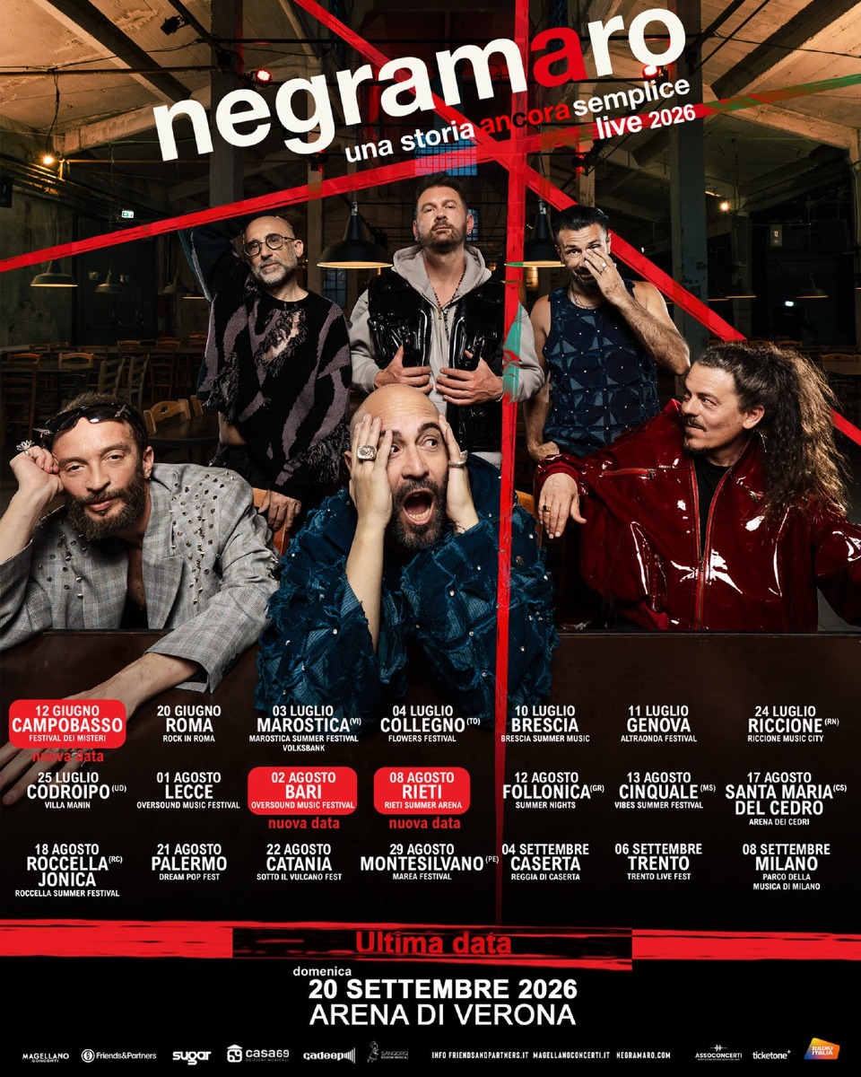 Negramaro Tour 2026 (U.S. Negramaro - Locandina Tour 2026 - 30.03.2026)
