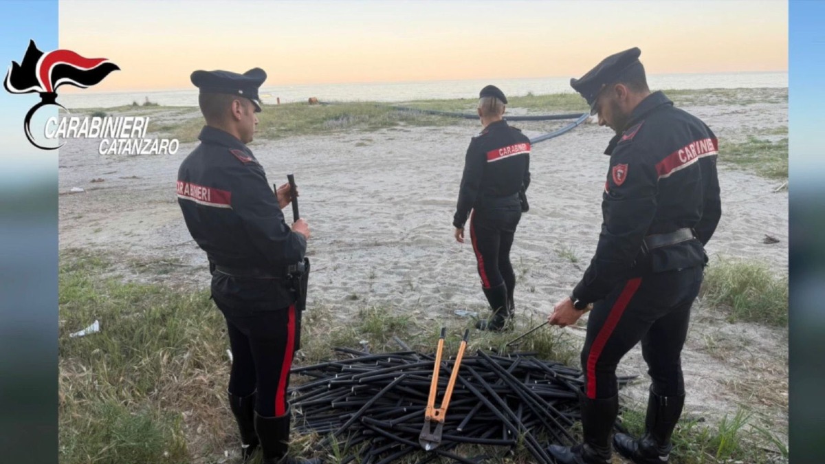 Roccelletta di Borgia, sorpresi a tagliare cavi sulla spiaggia: due denunciati - Uff. Stampa Carabinieri Catanzaro 