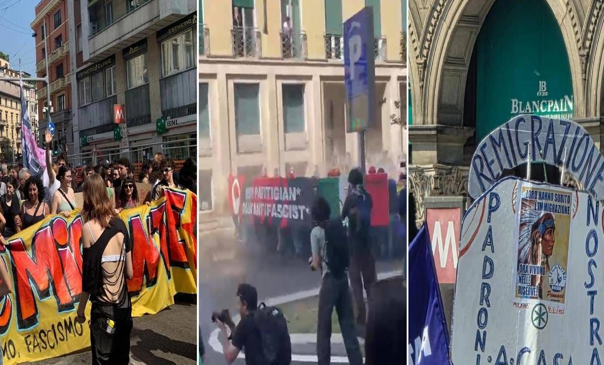 A Milano cortei contro i Patrioti, tensioni tra antagonisti e forze dell'ordine. Scritte choc sui muri: 'Salvini appeso', 'celerini lapidati' - 