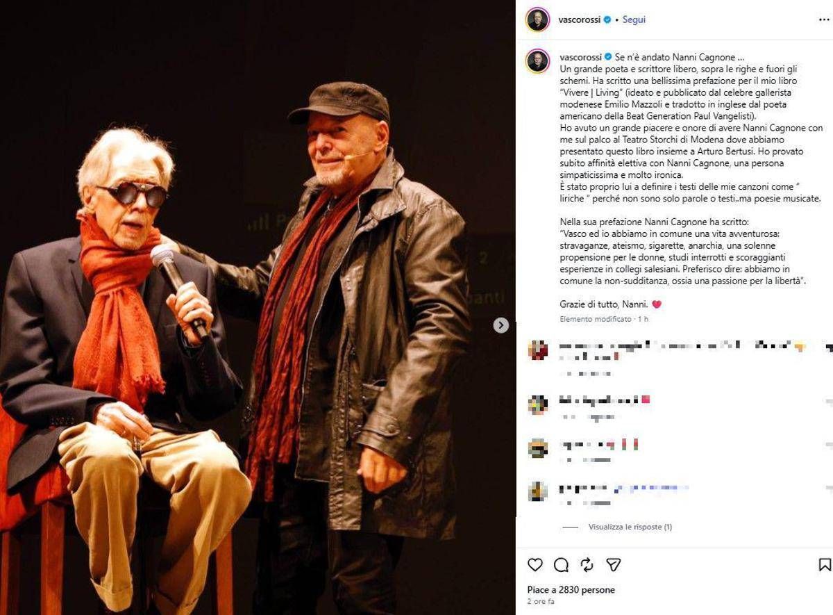 Addio a Nanni Cagnone, il poeta e scrittore aveva 86 anni: il post di Vasco Rossi - 