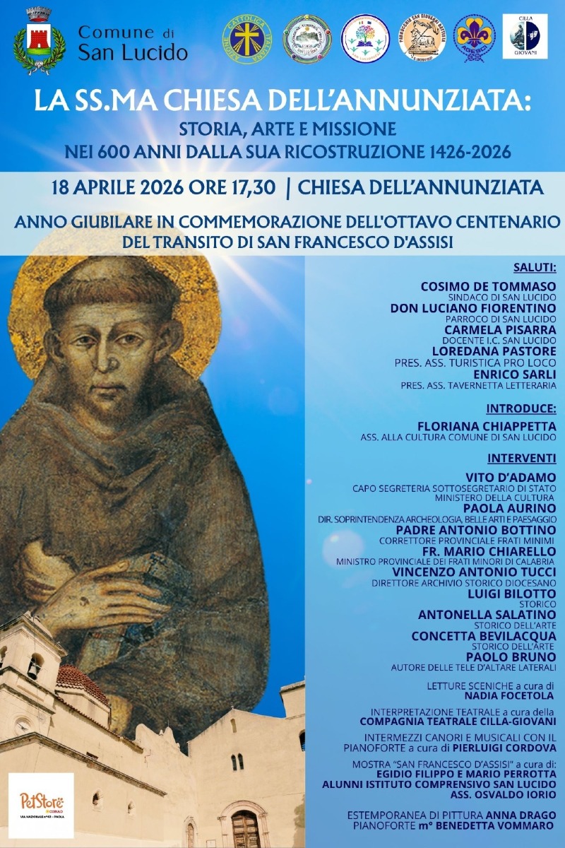 San Lucido celebra storia e fede - San Francesco D'Assisi - Locandina (U.S. Comune di San Lucido - 08.4.2026)