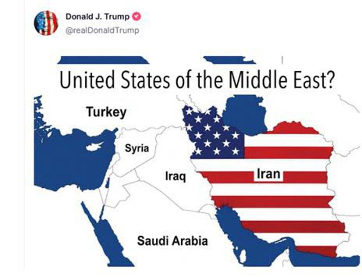 Trump e l'Iran 'americano', il presidente pubblica la mappa a stelle e strisce - 