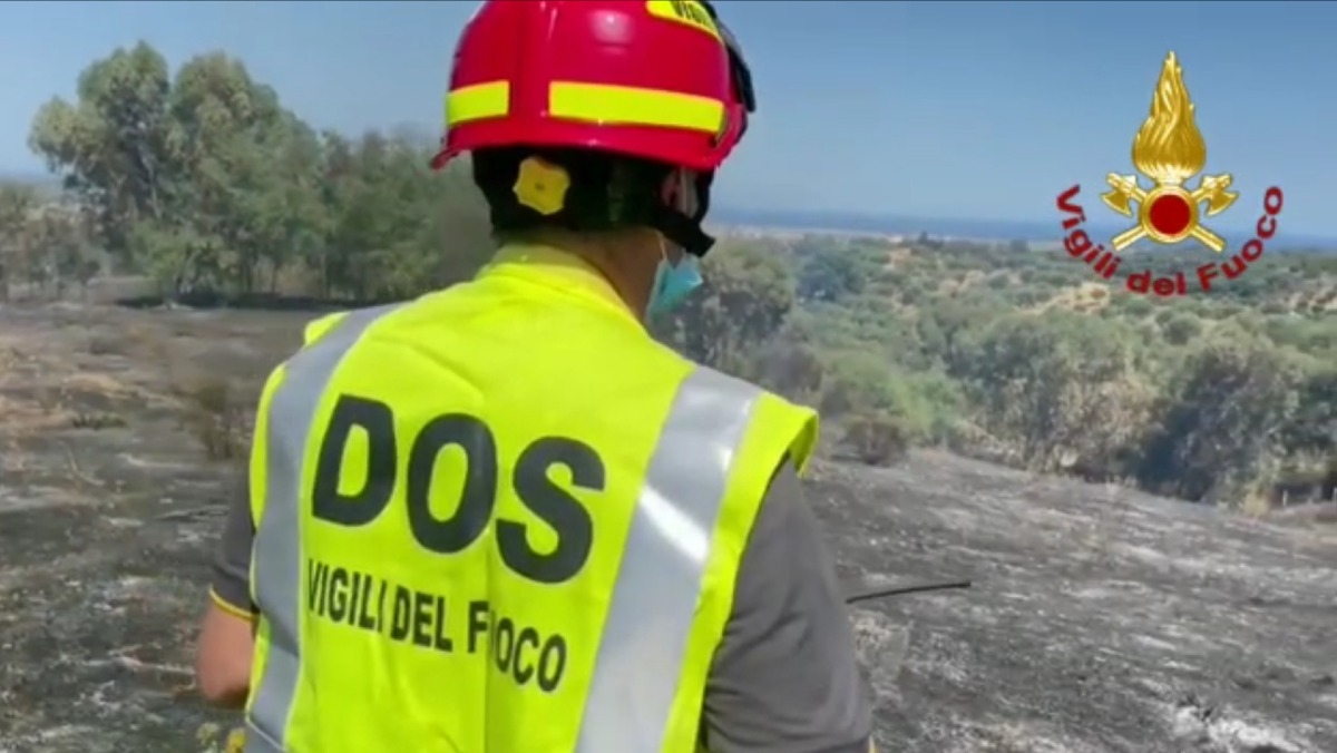 Trebisacce - Vasto incendio vicino ai cantieri della SS106 - Foto: Ufficio stampa Vigili del Fuoco