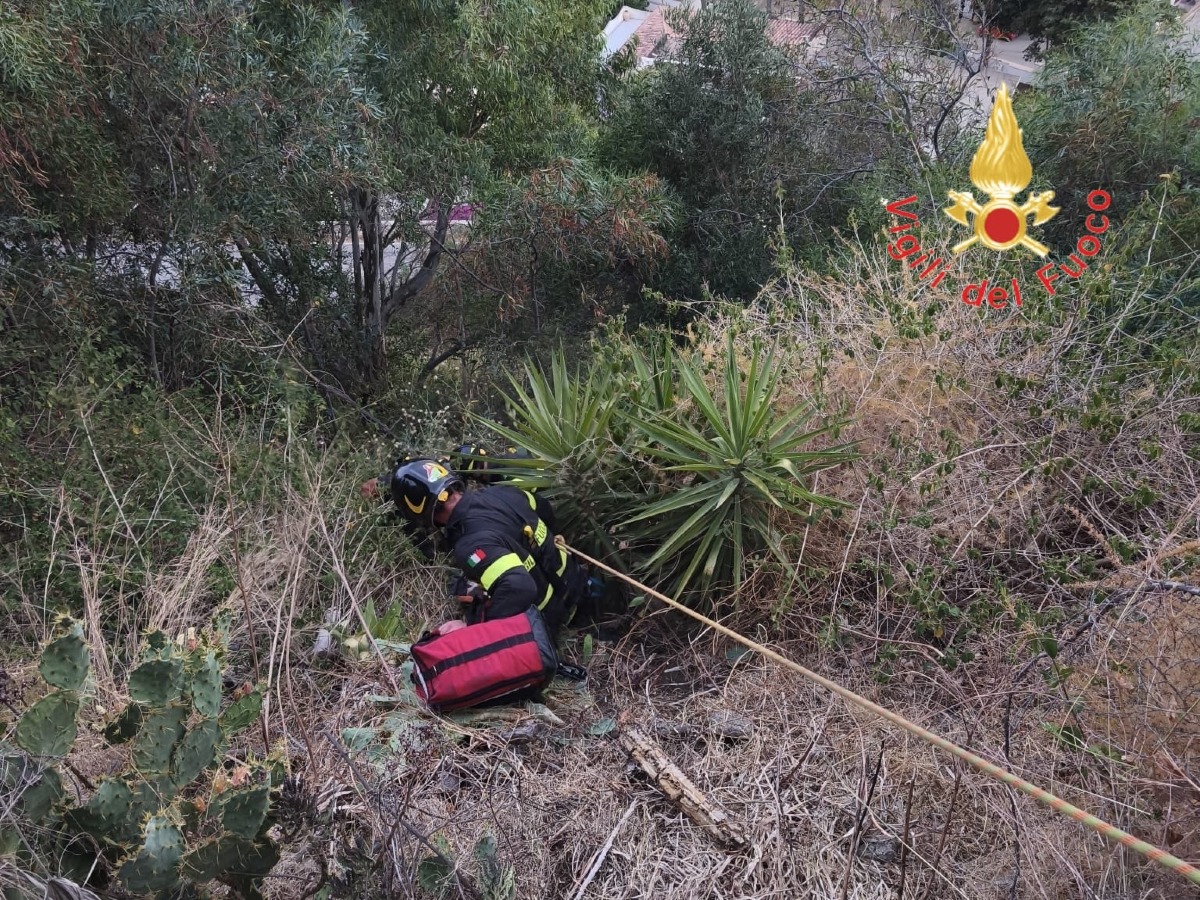 Disperso a Caminia, ritrovato ferito lungo una scarpata: salvato dai Vigili del Fuoco - Foto Uff. Stampa Vigili del Fuoco 