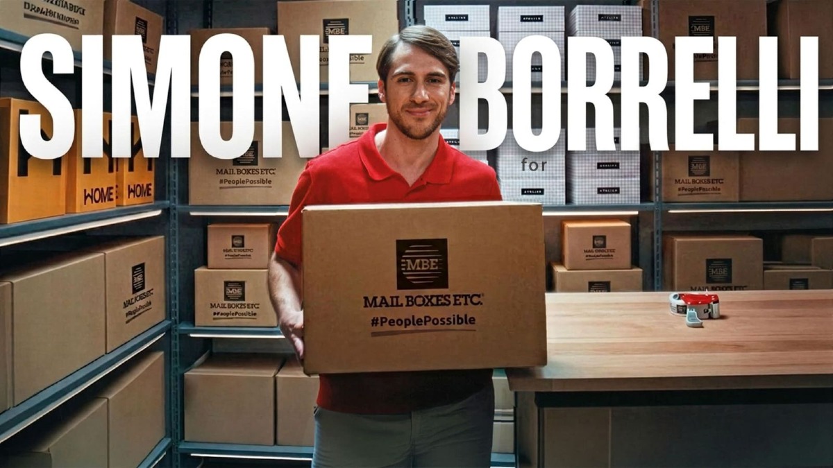 Il crotonese Simone Borrelli volto globale di Mail Boxes Etc. durante i Mondiali 2026 - Foto Uff. Stampa Simone Borrelli