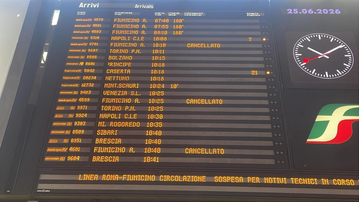 Roma, circolazione sospesa tra Tiburtina e aeroporto Fiumicino: treni cancellati - 