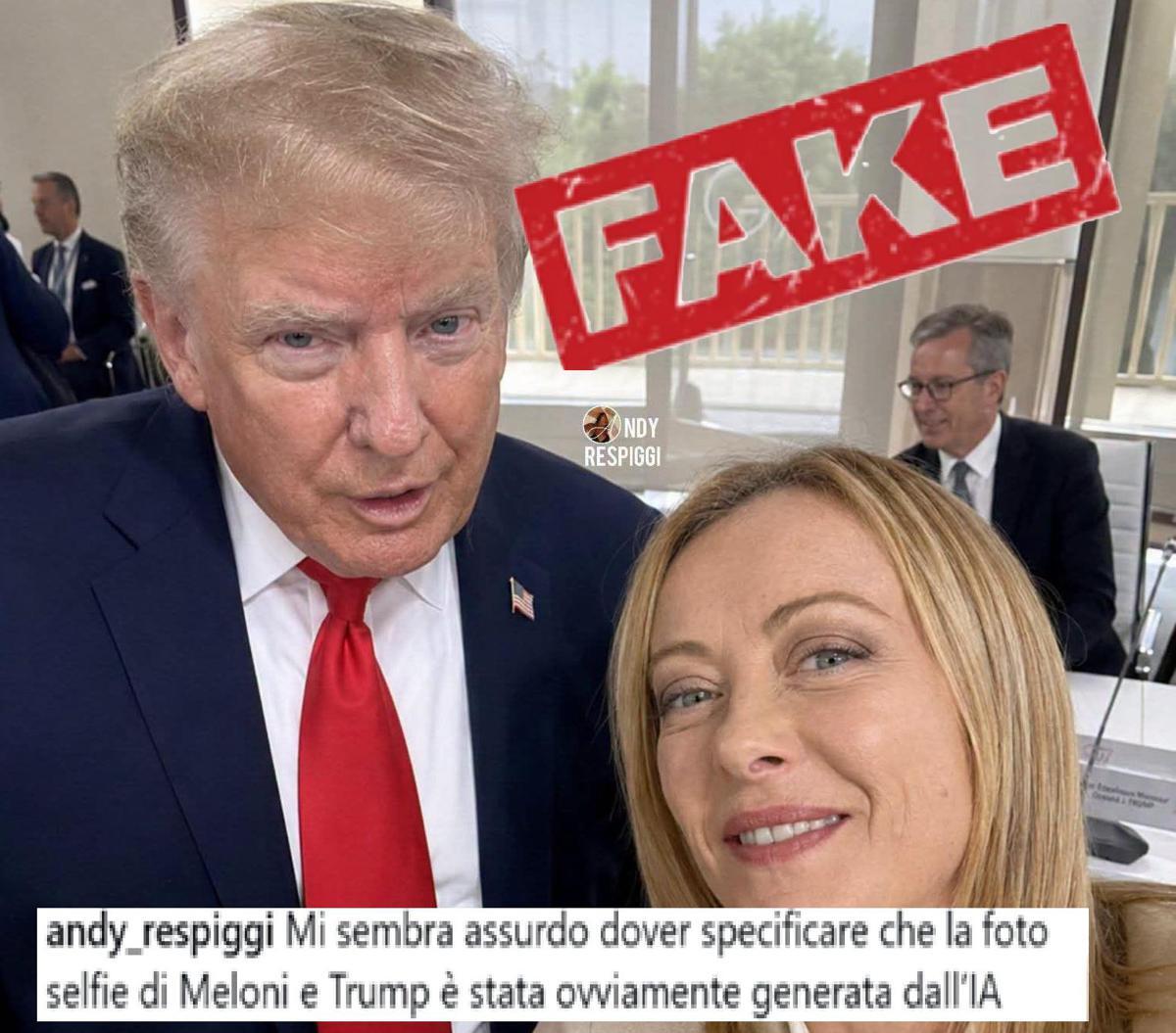 Meloni-Trump, deputato M5S pubblica 'selfie'. Fratelli d'Italia: "Foto creata con AI, magistratura agisca" - 