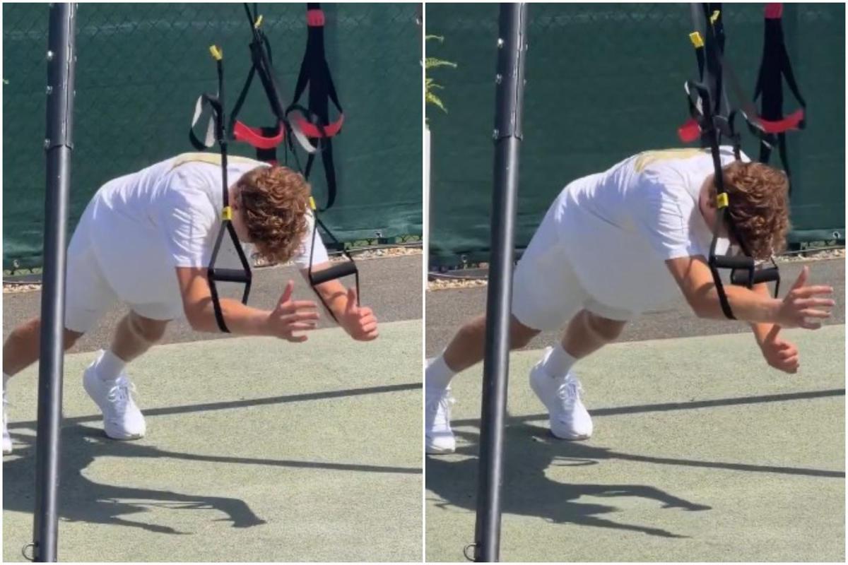 Sinner si allena, 'strano' esercizio a Wimbledon - 