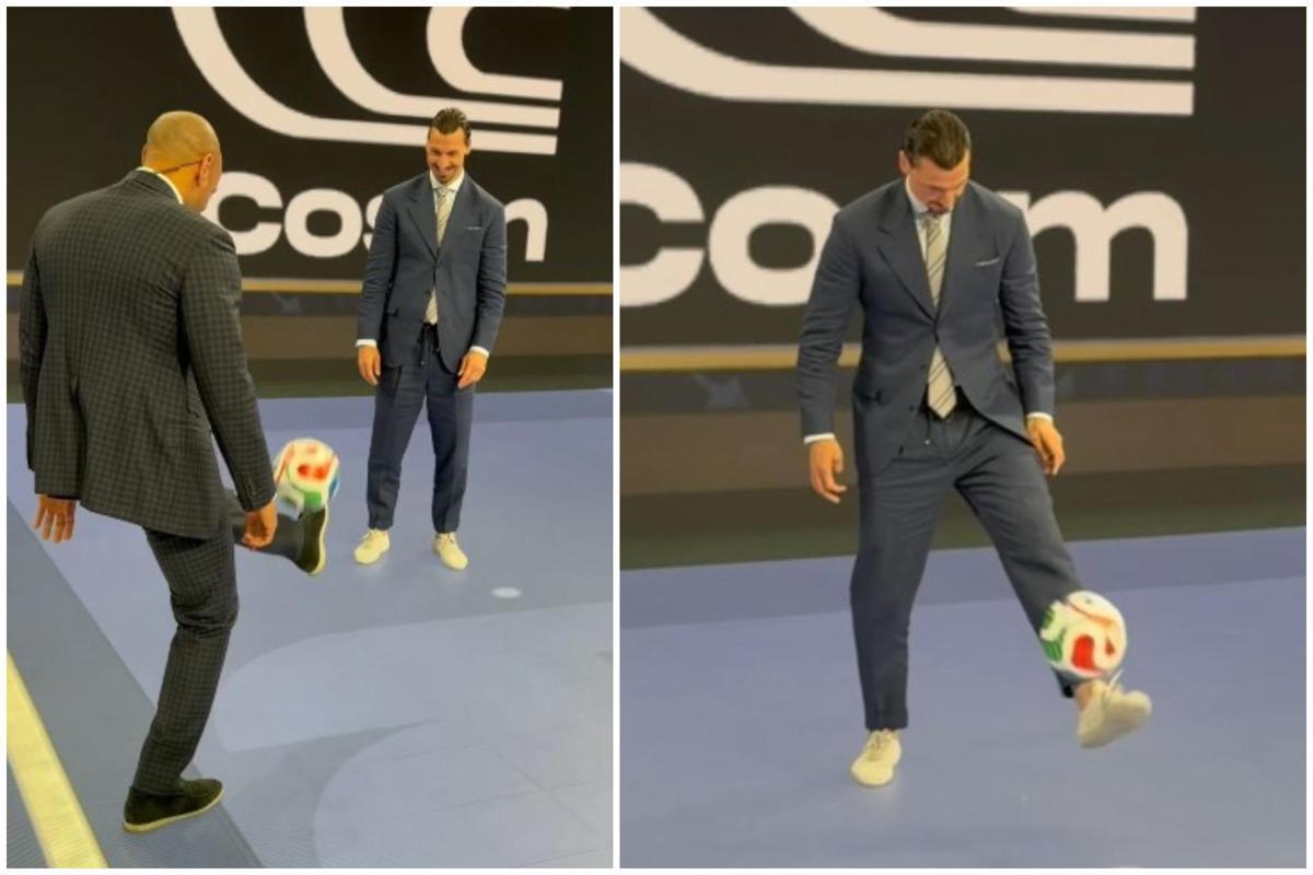 Ibrahimovic, show ai Mondiali: palleggia con Henry... nello studio tv - 