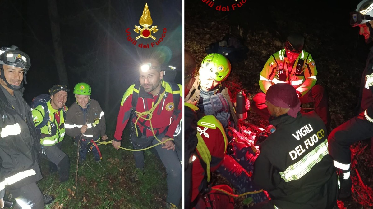 Mesoraca, dispersa nei boschi durante il temporale: ritrovata nella notte grazie alla macchina dei soccorsi - Foto Uff. Stampa Vigili del Fuoco  