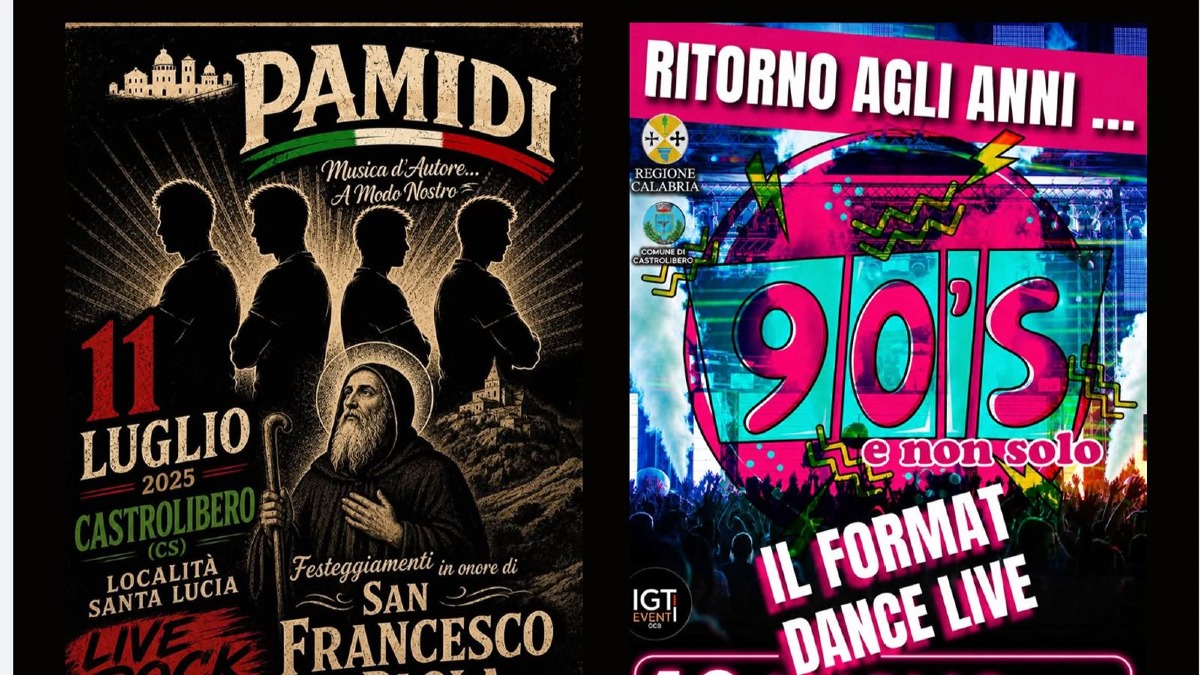 Castrolibero, doppio appuntamento in musica per la Festa di Santa Lucia: Pamidi e Anni '90 - Foto Uff. Stampa Comune di Castrolibero 