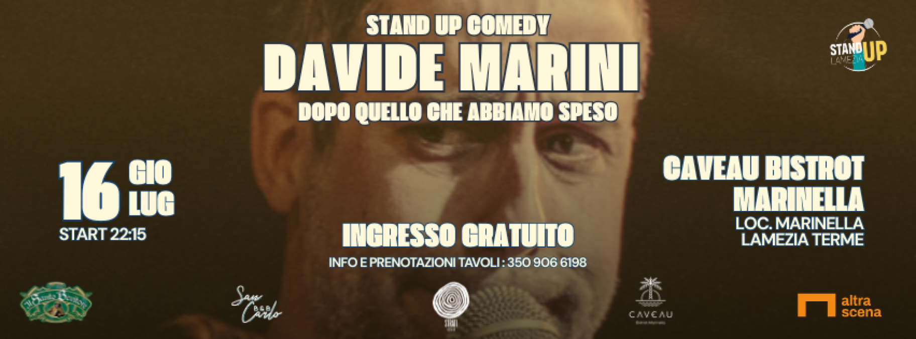 Davide Marini torna sul palco di Stand Up Lamezia: show gratuito  - Foto Locandina Ufficiale 