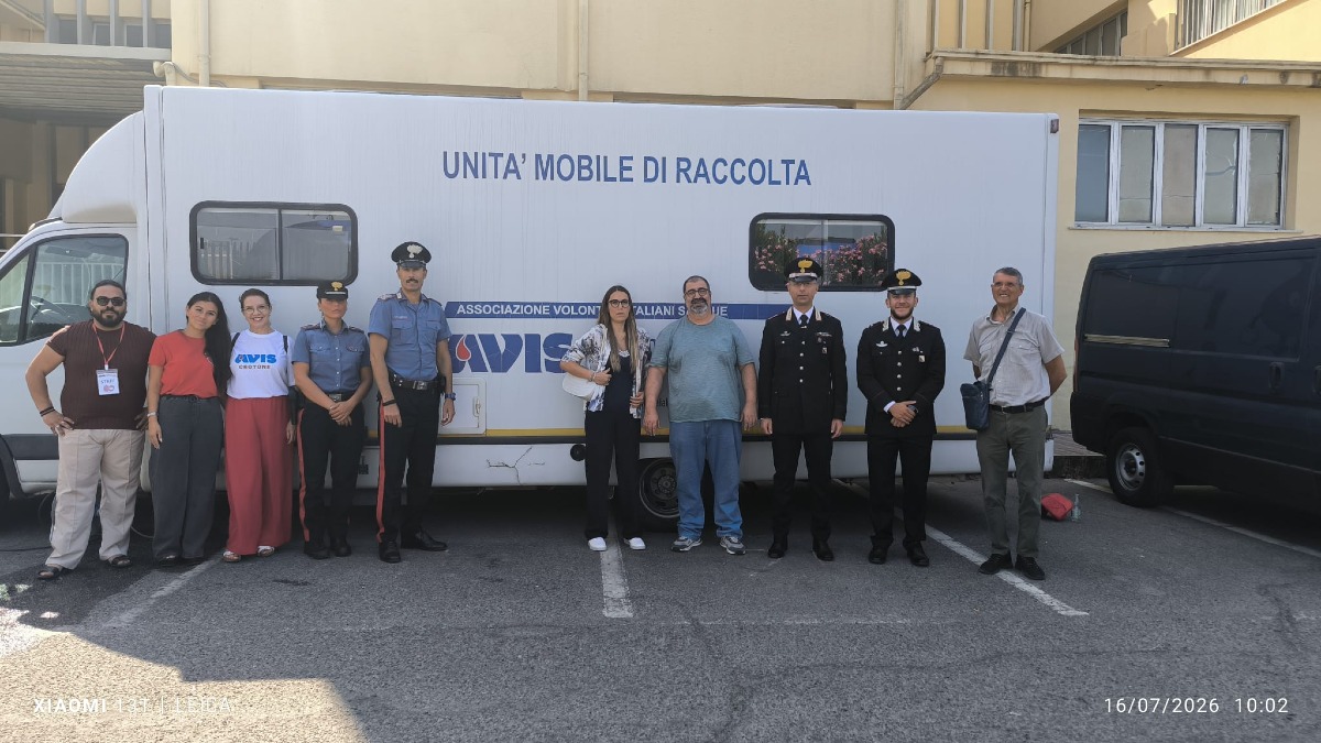 Carabinieri e AVIS insieme per la solidarietà: a Crotone una giornata dedicata alla donazione di sangue - Fonte Uff Stampa Avis Crotone