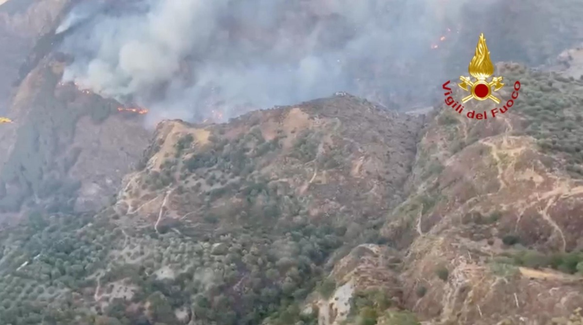 Cassano, incendio minaccia le abitazioni: evacuazioni in corso, l'appello del sindaco Iacobini - Foto Uff. Stampa Vigili del fuoco 