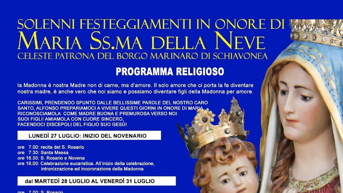 Schiavonea celebra Maria SS. della Neve: al via i solenni festeggiamenti patronali - Foto Locandina Ufficiale 